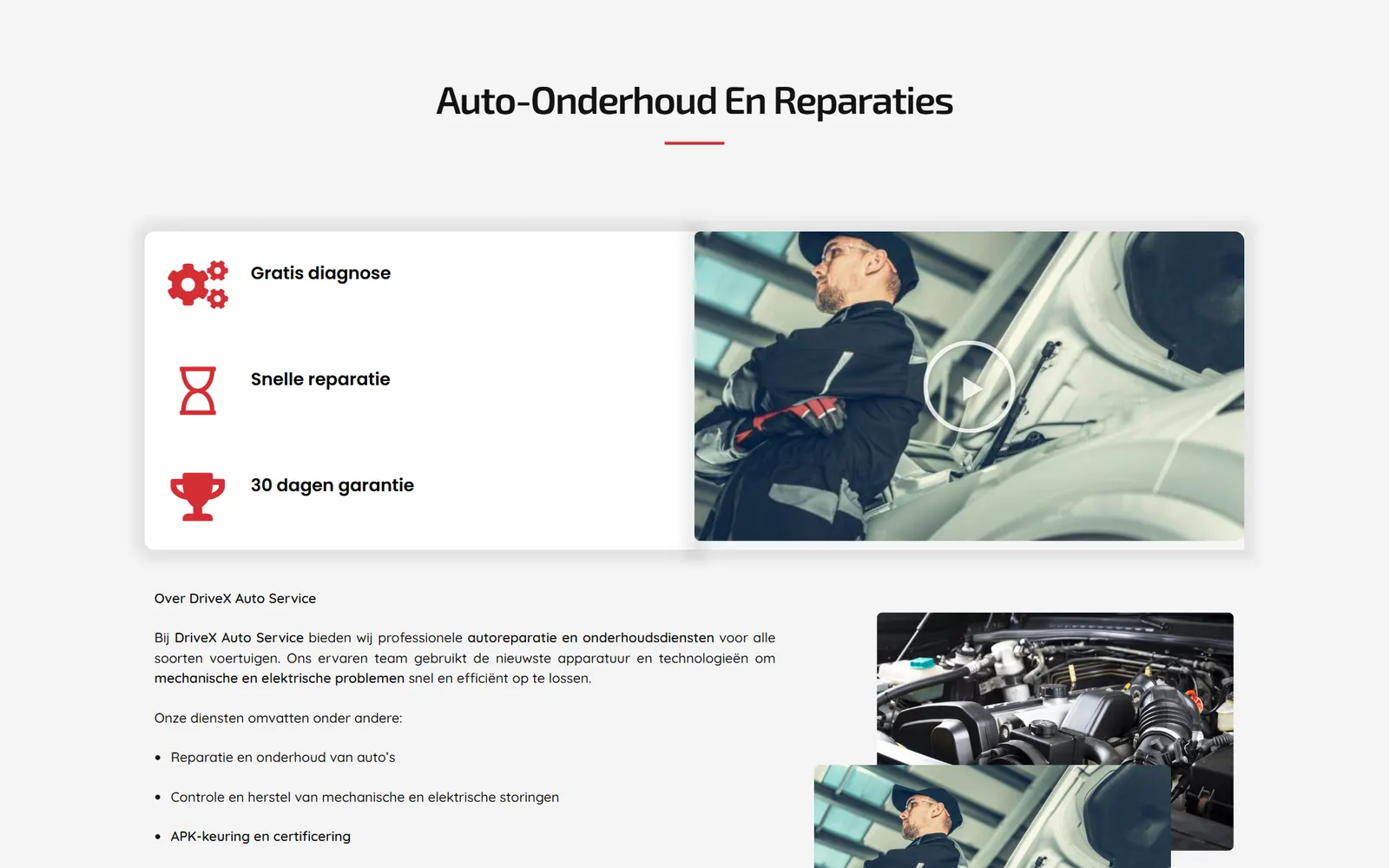 DriveX Auto Service — A website for DriveX Auto Service in Lelystad, with an overview of maintenance a (1)