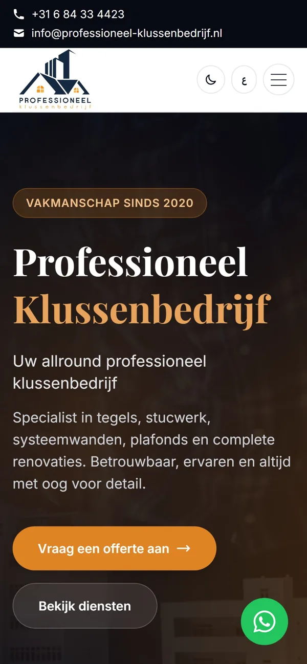 Professioneel Klussenbedrijf — Website met eigen beheerpaneel voor een klussenbedrijf: tegelwerk, stucwerk, sys (2)
