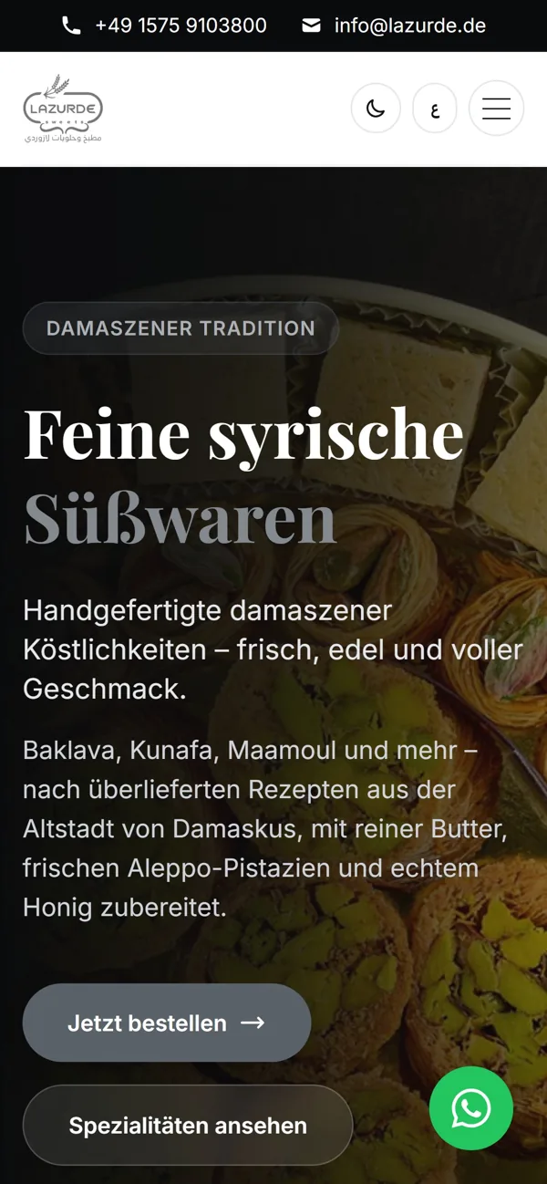 Lazurde Sweets — Luxe website voor Damasceense zoetigheden met twee vestigingen, een eigen CMS en (2)