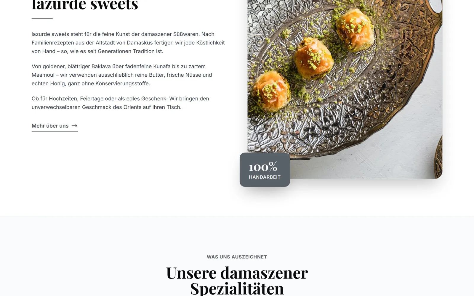 Lazurde Sweets — Luxe website voor Damasceense zoetigheden met twee vestigingen, een eigen CMS en (1)