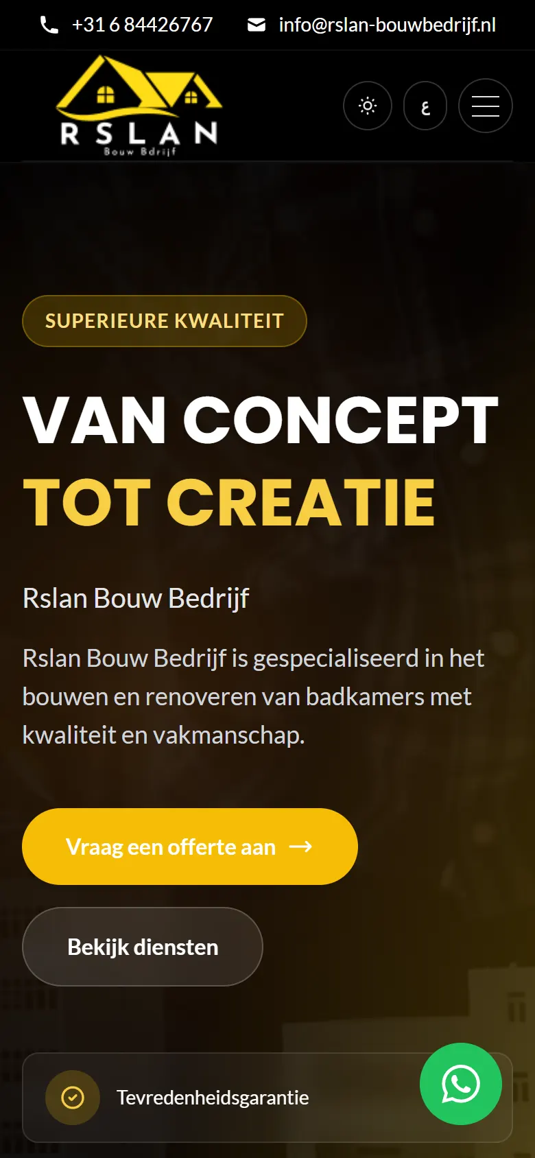 Rslan Bouwbedrijf — موقع ثنائي اللغة لشركة بناء في هارلم متخصصة في بناء الحمّامات وتجديدها، يعرض الخ (2)