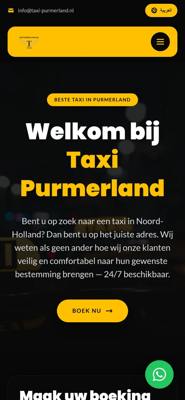 Taxi Purmerland — Fast, eye-catching website for a 24/7 taxi company in Purmerend and North Hollan (2)